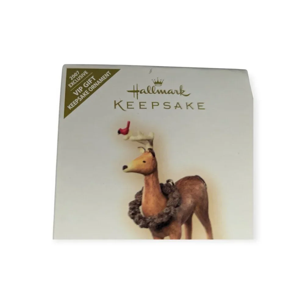 2007 Hallmark Keepsake Ornament VIP Gift Peaceful Animals Wood Deer NIB